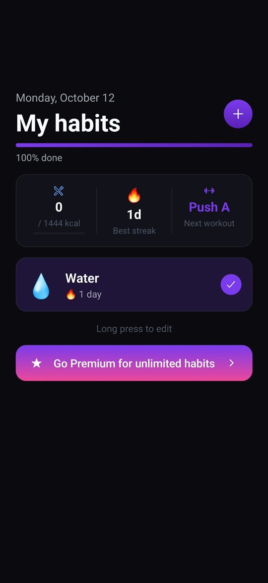 Écran des habitudes de Burnstreak